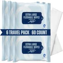 Flushable Wet Wipes - 6 Portable Travel Size Packs 60 Ct - Unscented Extra-Large Body And Hand Tissue With Vitamin E And Aloe - For Adults And - Perfect For On-The-Go And Outdoor Use - Gói du lịch 60 cái/6 cái - Xem 7