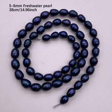 5-6毫米黑蓝色水滴形淡水珍珠珠子，长度38厘米/14.96英寸，孔径0.8毫米，DIY珠宝材料 - 黑藍色 - 查看 3