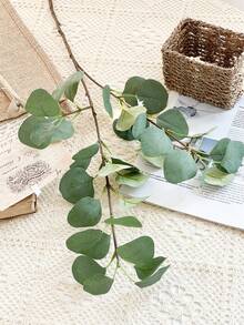 1 pieza Ramas y hojas de eucalipto artificial, plantas verdes de seda y plástico para decoración del hogar, fiestas, bodas, regalos, cumpleaños, graduaciones, habitaciones, suministros escolares - Verde - Ver 7