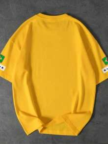 Traditional Brazil T-Shirt Number 10 Copa T-Shirt 100% Cotton Basic Casual - Màu vàng - Xem 3