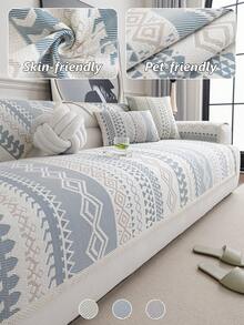 1件装新款波西米亚风夏季冰丝凉感面料沙发垫，宠物防抓，防滑垫，可机洗，四季通用沙发套 - 多色 - 查看 2