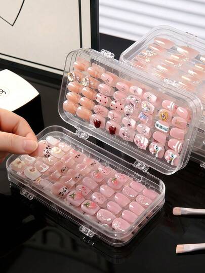 10/1pc Kotak Display Nail Art 3 Lipat, Kotak Penyimpanan Kuku Portabel, Kotak Penyimpanan Nail Art dengan Penutup Anti Debu Transparan, Kotak Penyimpanan Nail Art Akrilik, Sempurna untuk Pemilik Salon Kuku, Penggemar Nail Art DIY, dan Pembuat Konten.
