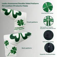 Bao bọc gậy golf họa tiết cỏ bốn lá xanh trắng tươi mát, thêu hình trái tim tinh tế, phù hợp với gậy putter thẳng/đầu búa, chất liệu da PU chống mài mòn và chống trầy xước, phụ kiện golf. - trắng - Xem 5
