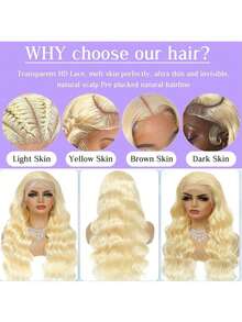 即戴即走无胶假发，真人混纺发丝，预先拔毛，预先剪裁，5x5、13*6、13*4高清蕾丝闭合假发，真人混纺发丝，女士专用，200%密度，即戴即走，无胶水波浪卷蕾丝前假发，无需胶水假发 - S613 - 查看 8