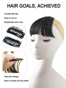 Frange à clipser - Faite de fibres synthétiques résistantes à la chaleur, couvre le front, changement de coiffure rapide, facile à porter, convient à l'utilisation quotidienne des femmes - Multicolore - Voir 9