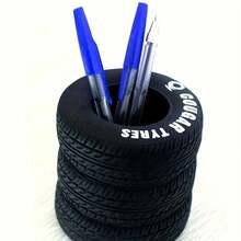 Fun Tire Pen Holder - Durable Black With Lettered PVC Desk Storage For Schools And Offices - 1 hộp đựng bút có rãnh chữ - Xem 4