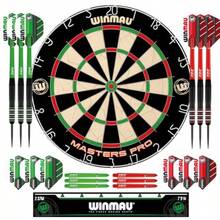 Darts - Masters Pro Premium Bristle Dartboard Set - Includes Dart Board Darts Flights Shafts And Oche Strip - Professional Steel Tip Darts And Dart Board For Adults - Dartboard - View 2