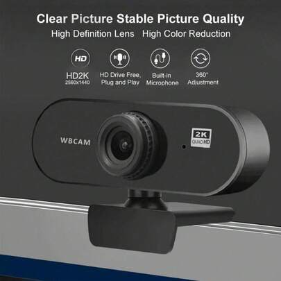 1pc High-Quality ABS Plastic Webcam, Available In Small 1080P And Large 2K Resolutions, With Autofocus And Plug-And-Play USB Connectivity. Suitable For Video Conferencing, Live Streaming, And Other Remote Work, Online Meetings, And Home Office Use. A Digital Technology Product, Computer Accessory, And Essential For Video Calls.