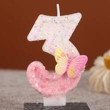 1pc Shiny Pink Butterfly Number Birthday Candle, Suitable For Anniversary, Graduation, Birthday Party, DIY Crafts, Back To School, Valentine's Day And Other Occasions - Birthday Candle Number - View 10