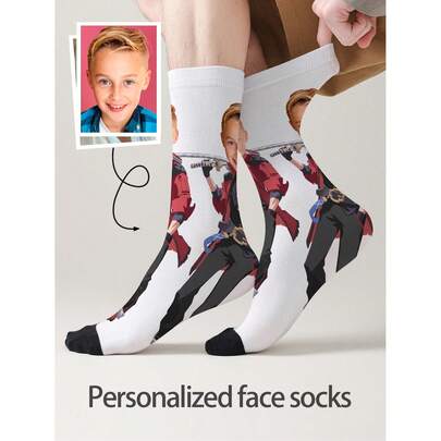 1 Pair Customized Face Pattern Socks, Personalized Photo Socks, Customized Printed Socks, Funny Face Socks, Custom Design Socks, Can Print Any Face Pattern, Anniversary Gift, Valentine's Day Gift, Birthday Gift, Wedding Gift
