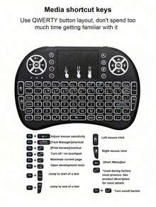 2.4G Wireless Mini Keyboard With Touchpad, 3-In-1 Remote Control For Smart TV/Computer/Projector, Portable For Office & Entertainment, Plug And Play (Batteries Not Included) - View 5