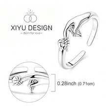 Anillo de mujer con diseño de madre e hija tomadas de la mano, anillo romántico de amor, anillo de boda popular para mujer, joya para aniversario, regalo para amiga o pareja - tamaño ajustable - Ver 3