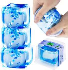 Ice Cube Fidget Toy For All Ages: 3 Pack Sensory Squishy Fidget Toys, Square Stress Balls, Classroom Prizes, Anxiety Relief Stress Cube Gift For Kids Teens Adults. - 藍色-3PCS - 查看 9