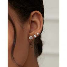 6 Pairs Hypoallergenic Cubic Zirconia Earrings Surgical Steel Flat Back Studs for Cartilage Screw Back Fashion Jewelry - A001plata - Ver 6