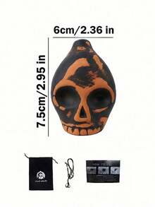 1 件恐怖死亡哨子，包括礼品盒和说明书，响亮的人类尖叫战哨，高分贝，正宗哨子，骷髅形，令人毛骨悚然的万圣节礼物，户外生存哨子（黑色） - 彩色 - 查看 12