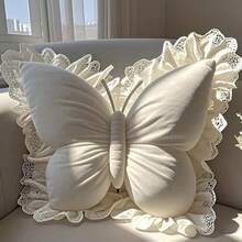 Sweet Lace Trim Velvet Butterfly Throw Pillow - Home Decor Cushion For Sofa, Bed, Car - Soft Plush Decorative Pillows Gift(50*40cm) - Multicolor - View 11