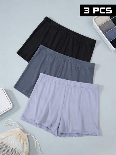 paquete de 3 ropa interior básica y ropa de dormir, calzoncillos tipo bóxer casuales y cómodos con cintura elástica para hombres de talla grande, de tela suave y cómoda, pantalones cortos tipo bóxer elásticos para deportes, de unicolor resistente y amigable con la piel, adecuados para uso diario