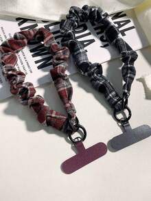 1条INS风图案手机挂绳，弹性绳，可爱女生腕带，防丢CCD钥匙扣吊坠 - 彩色 - 查看 2