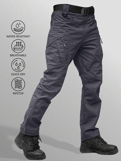 KEFITEVD Men's Tactical Pants 9 Pockets Cargo Hiking Pants Lightweight Work Pants For Men Construction Water Resistant