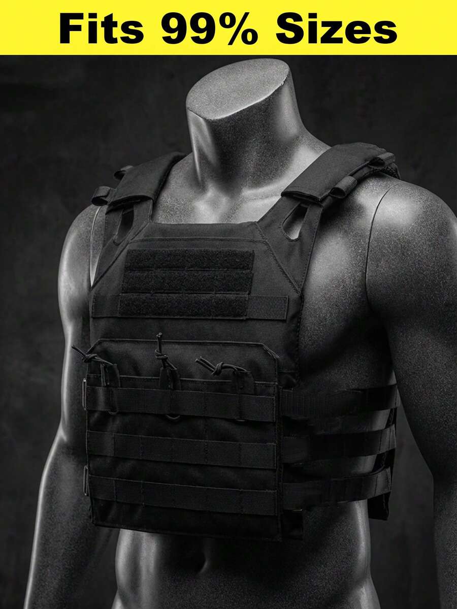 Sports Vest With Padded Shoulder Paddings MOLLE System Lightweight Training Vest For Men Women For Outdoor Hunting Weighted Fitness Training Workout Gear Outdoor Sports Accessories Equipment