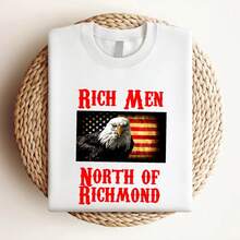 T-shirt femme imprimé "Rich Men North of Richmond Eagle Flag Country" avec manches longues ou courtes, à la mode - Blanc - Voir 3