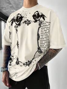 男士复古耶稣印花高街哥特风圆领短袖T恤 - 彩色 - 查看 4