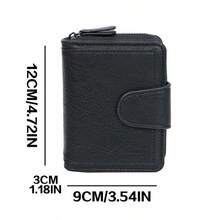 Women's Short Wallet, Retro PU Leather Zipper Coin Purse, High-End Snap Closure Minimalist Design Clutch For Women Money Wallet Mini Wallet Purse Wallet Small Wallet Cute Wallet Travel Essential Summer - Black - View 2