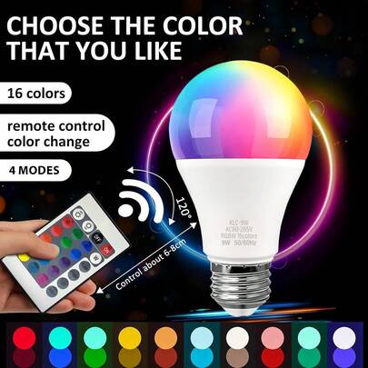 Bộ 4 bóng đèn Kasotile - Có thể điều chỉnh độ sáng và đổi màu, kèm điều khiển từ xa; đế E26/E27, công suất 9W, điện áp 110-130V. Những bóng đèn đổi màu này được thiết kế cho phòng ngủ và phòng khách hiện đại, cung cấp 160.000 màu RGB và nhiệt độ màu có thể điều chỉnh.