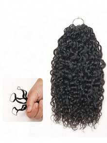 3包/150克缅甸卷曲钩编羽毛辫接发，雷米真人发，微预环，全头缅甸卷曲钩编真人发接发，羽毛线无缝隐形奇迹结接发 - Natural Black - 查看 11
