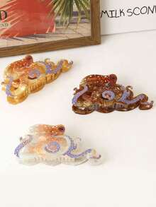 1pc New Creative Acrylic Ocean Animal Hair Claw Clip, Stylish Octopus Shark Hair Accessory - Multicolor - View 5