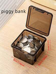 1个耐用PP材质大容量方形硬币和现金收纳盒 | 防尘储物盒 - 查看 6