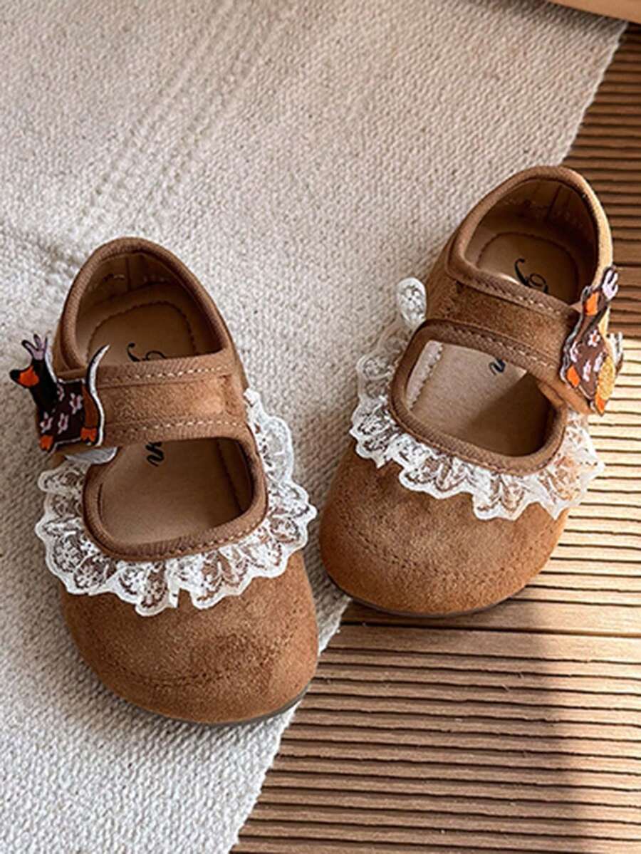 Giày Mary Jane ren mới cho bé gái mùa xuân 2026, giày công chúa mềm mại, chống trượt, thoáng khí với khóa dán, giày da kiểu retro cho trẻ nhỏ và trẻ mới biết đi. - Lạc đà - Xem 1