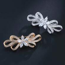 1 pieza Broche de lazo de circonita cúbica minimalista de lujo para mujeres, incrustado con circonita sintética brillante - Joyería elegante para dama, adecuada para uso diario y fiestas, accesorio para todas las estaciones, joyería de lazo, decoración de fiesta, artesanía de alta calidad, regalo para novia, platos de Ramadán, regalo de Eid Al-Fitr, obsequio de Eid Al-Fitr - Broche de lazo - Ver 1