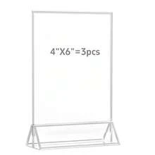 6 chiếc khung biển hiệu acrylic 4"x6" viền bạc, khung ảnh acrylic hai mặt, giá đỡ trưng bày bằng nhựa dùng cho số bàn tiệc cưới, thực đơn. - T-Bạc - Xem 15