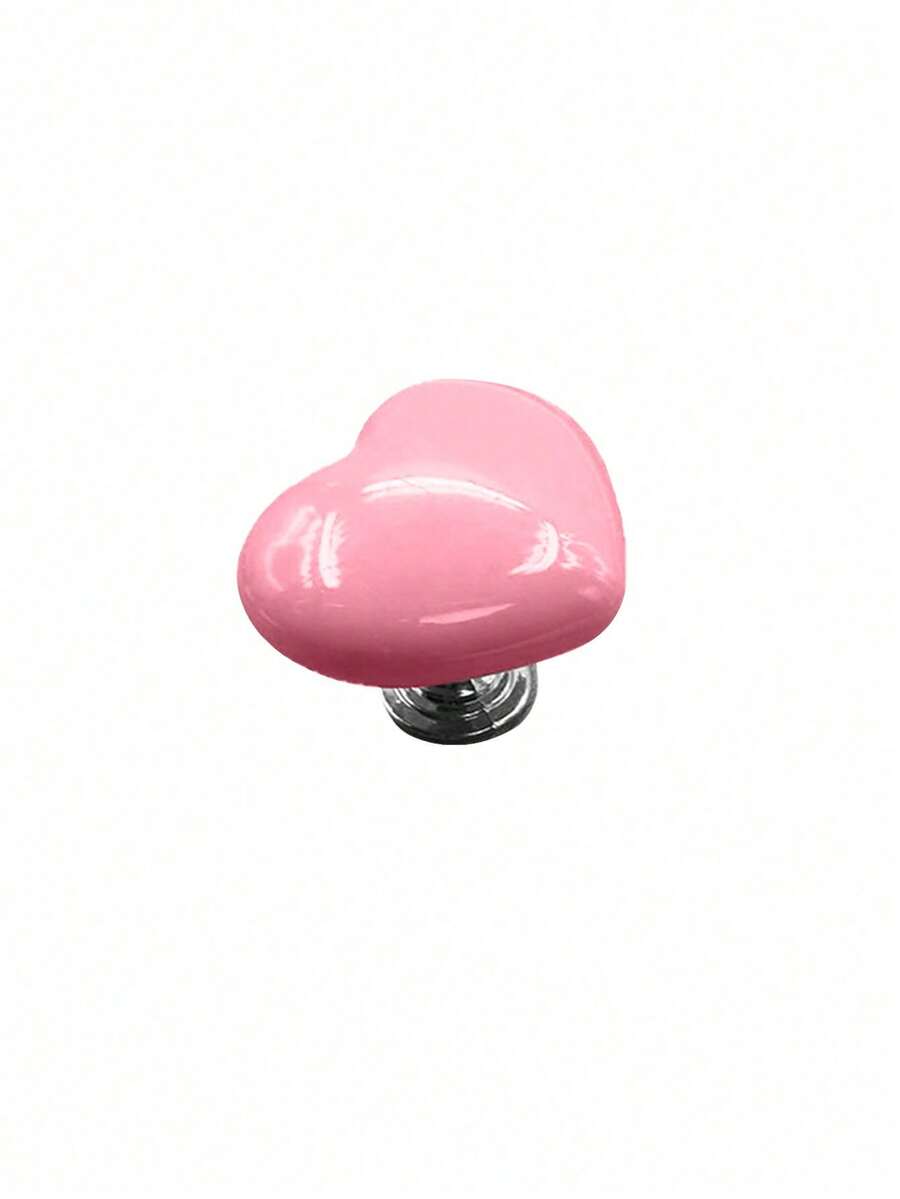 3pcs/6pcs Colorful Heart-Shaped Toilet Flush Button, Creative Bathroom Toilet Tank Auxiliary Accessory - Pink - View 1