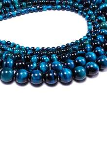 1 hebra de cuentas de ojo de tigre azul de 4 6 8 10 mm, estilo bohemio, piedras preciosas naturales, espaciadores de cuentas sueltas para hacer joyas, pulseras y accesorios DIY para niñas - Azul - Ver 7