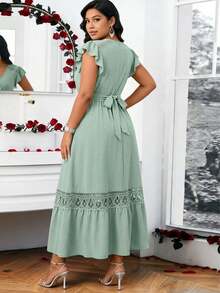 Women's Luxury Waist-Length Banquet Dress - Green - View 4