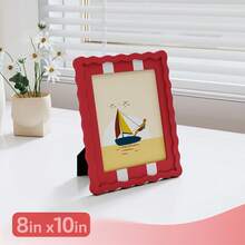 1pc Wavy Photo Frame With MDF Board And Tempered Glass Panel, Artistic Creative Home Decor, Colorful Wavy Design, 4 Standard Sizes 4x6 Inch, 5x7 Inch, 8x10 Inch, 11x14 Inch, Modern Fashion Interior Decoration, Fun Photo Frame (Random Photo Paper) - 1PC - View 20
