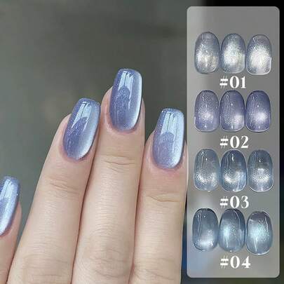  MISS MIANEL 12ml/支 2026 新款夏季透明亮蓝色玻璃珠猫眼凝胶指甲油，含闪粉和亮片，冰川蓝猫眼凝胶指甲油，猫眼指甲油，夏季美甲护理产品，美甲用品