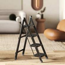 Portable 3 Step Ladder Lightweight Folding Step Stool Anti Slip Tread Black - 3 Step - View 2