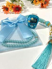 New Bowknot Gift Bag, Muslim Prayer Beads With Rhinestone Flower Counter, Electronic Rosary, Suitable For Festivals And Gifts - Multicolor - View 3