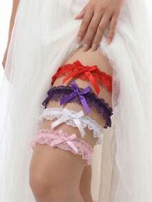 蕾丝腿套 性感动漫蕾丝袜 JK腿套 撕拉式甜辣腿套 公主辣妹 - 白色 - 查看 1