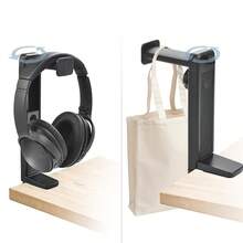 1个带桌面挂钩的耳机支架，360°旋转，高度可调，可收纳整理 - 查看 2