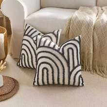 Vỏ gối vuông trang trí phong cách Bohemian bằng vải chenille, vỏ đệm - Xám - Xem 5