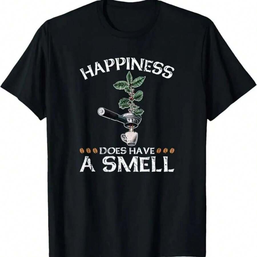 Happiness Does Have A Smell Coffee T Shirt - Black - View 1