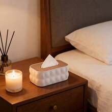 1个带盖长方形纸巾盒套，现代木质餐巾纸架，松木盖，纸巾盒收纳架，适用于家庭、汽车、办公室、浴室梳妆台、桌面、卧室 - 彩色 - 查看 6