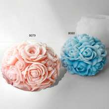 Flower Ball Floral Wax Candle Silicone Mold, Handmade Soap, DIY Candle, Soap Making, Resin Crafts Mold - Sphere - View 1
