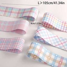 Bicolor Plaid Printed Ribbon, Handmade Bow DIY Hair Accessories, Clothing Supplies, Gifts, Floral Ribbon - Multicolor - View 4