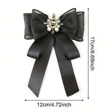 1 Elegant Bow Tie, Adorned With Exquisite Embellishments - Suitable School Uniforms, Graduation Photos, Dates, Parties, And Performance Occasions. - 白色 - 查看 9