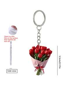 优雅的2D亚克力郁金香花束，轻盈的花朵吊坠，趣味装饰品，背包配件，时尚饰品，家居装饰，汽车装饰吊坠，耳机吊坠，包包挂饰，配饰礼品，送给家人朋友的完美礼物，情人节，生日，派对，周年纪念日，婚礼，母亲节 - 彩色 - 查看 11